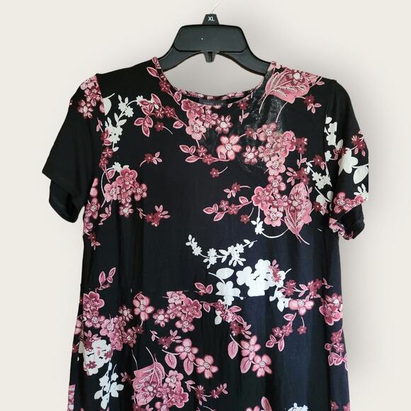 J.jill Dress Womens Sz S Wearever Collection Floral Pullover Side Slit Midi - Picture 3 of 5